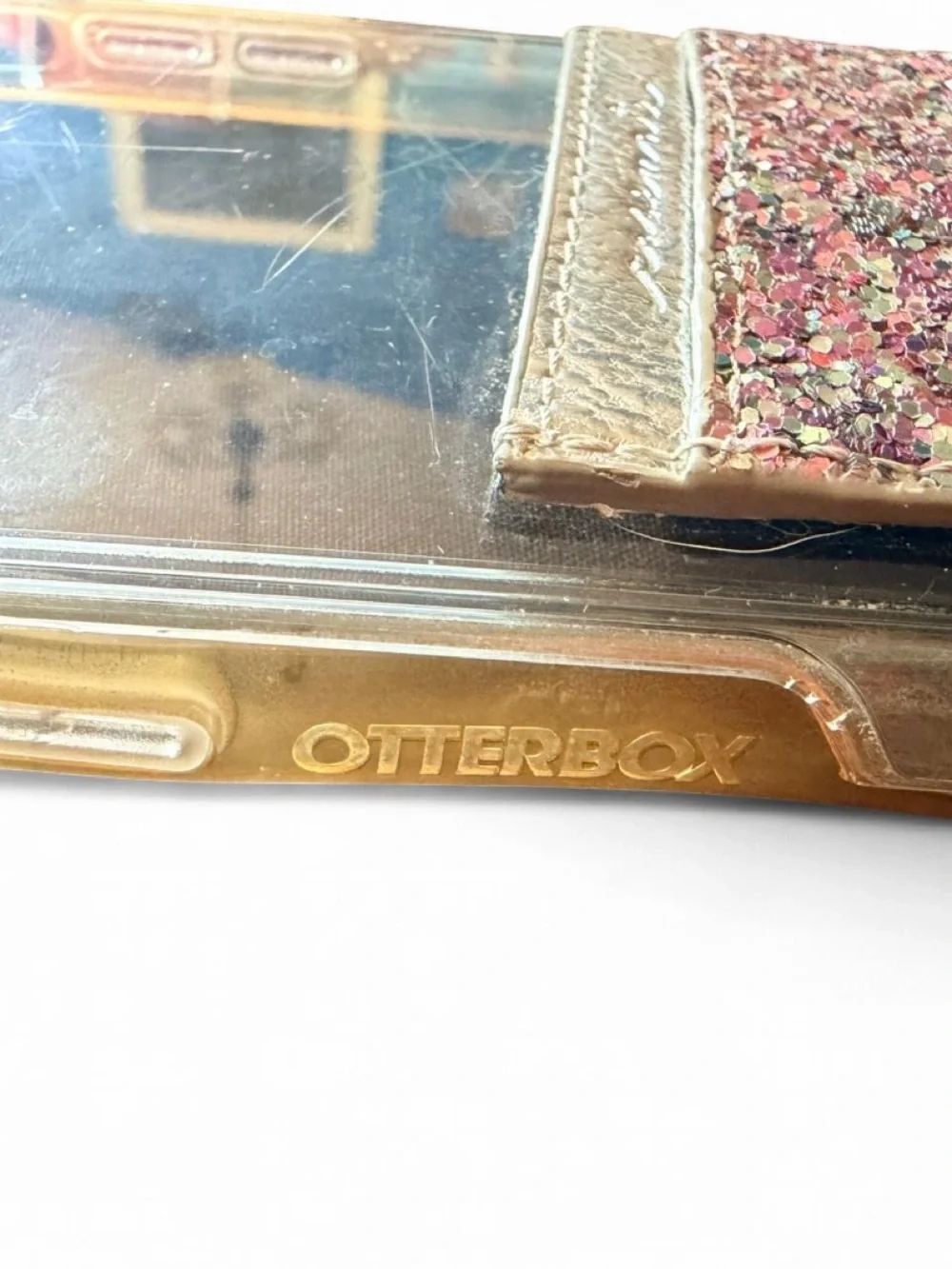 OtterBox Symmetry iPhone X/XS Case - Clear Purple Glitter Card Holder